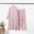 thumbnail image 4 of Women's 2 Pieces Sets Long Sleeve Button Down Shirt And Pants Abaya Casual Dress Dubai Outfits, 4 of 9