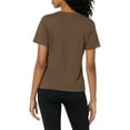 thumbnail image 5 of VEKDONE Short Sleeve Button Down Shirts for Women Casual Loose Fit Crewneck Tunic Tops Summer Lightweight Breathable Basic Tees Coffee L, 5 of 8