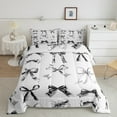 thumbnail image 2 of Manfei Cartoon Ribbon Comforter Sets Full Size, Princess Grey Bow Comforters & Duvets, Cute Bowknot Reversible Bedding Full Comforter Set, Breathable Room Decorative, 3pcs, 2 of 8