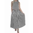 thumbnail image 2 of Womens 2 Piece Skirt Sets Summer Striped Sleeveless Tank Tops Midi Dress Vacation Outfits Matching Sets Black S, 2 of 6