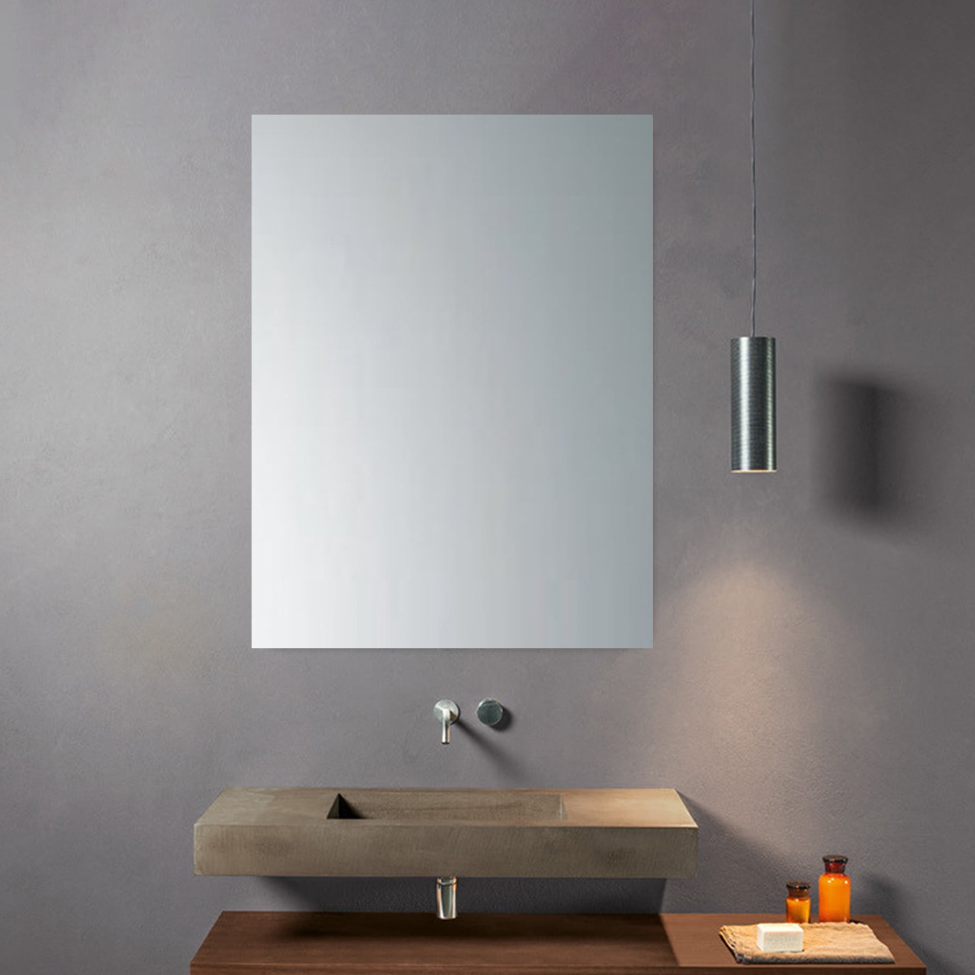 Reece 27.5 in. H x 19.5 in. W Rectangular Frameless Mirror with Dual Mounting Brackets