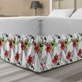 thumbnail image 1 of Floral Bed Skirt, Tropical and Blooming Elements with Sketchy Leaves Drawn by Hand, Elastic Bedskirt Dust Ruffle Wrap Around for Bedding Decor, 4 Sizes, Dark Coral Multicolor, by Ambesonne, 1 of 2