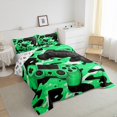 thumbnail image 4 of Feelyou Green Game Controller Queen Comforter Set, Fashion Camo Abstract Bedding Sets, Cartoon Gamepad Theme Reversible Bedding Comforter Set, Luxury Bedroom Decor, 3-Piece, 4 of 9