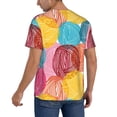 thumbnail image 2 of Zufioo Colorful Wool Balls Print Men's Baseball Short Sleeve, Moisture Wicking Button-Down Hip Hop Tee-Small, 2 of 7
