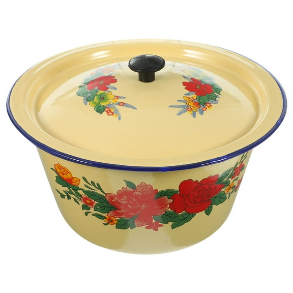 CTIRCHIU Assorted Color Vintage Round Enamel Bowl with Lid for Home Use Storage Container