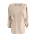 thumbnail image 5 of Fuzzy Sweater for Women Cozy Long Sleeve Pullover Round Neck Slouchy Lounge Top Solid Color Casual Fall Outfits, 5 of 5