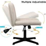 PUKAMI Armless Office Desk Chair No Wheels,Fabric Padded Modern Swivel,Height Adjustable Wide Seat Computer Task Vanity Chair for Home Office,Mid Back Accent Chair