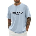 thumbnail image 2 of Milano Italy Letter Graphic Tees for Men 2026 Summer Casual Short Sleeve Crewneck Travel T Shirts, 2 of 4