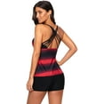 thumbnail image 5 of Top tankini con estampado de bloque de color cruzado en la espalda para mujer con traje de baño Boyshorts (M-XXXL) Xemadio WRMH-1208-4, 5 of 5