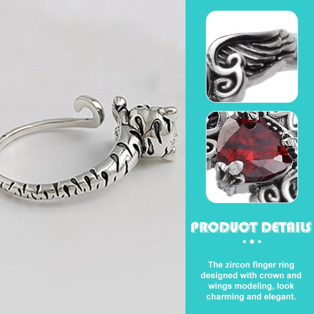 UPGRATOR Joyería De Anillo Para Mujer En Cobre Con Zirconia Multicolor Y Estilo Retro