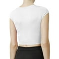 thumbnail image 3 of J. METHOD Women's Short Sleeve Scoop Neck Crop Top Solid Basic Casual Cropped T Shirts NEWT18 White S, 3 of 6