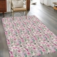 thumbnail image 2 of 3'x5' Rug for Living Room Bedroom, Vintage Pink Flower Washable Area Rugs Non-Slip Carpet Mats, Spring Floral Leaves Pastoral Birds Plants Indoor Low Pile Area Rug Runner for Kitchen, Mudroom, 2 of 8