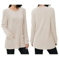 thumbnail image 3 of Long Sleeve Shirts for Women Long Sweaters with Pockets Tunic Tops Loose Fit Apricot XXL, 3 of 5