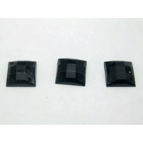 U8MO 100 Flatback Acrylic Faceted Square Sewing Rhinestone Button Sew on Bead 14X14mm-Jet Black