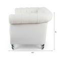 thumbnail image 4 of 3 Seater Rolled Arm Chesterfield Sofa, 84" Polyester Fabric Upholstered Sofa Couch with Nailhead Trim and Acrylic Legs, Mid Century Modern Couch for Living Room Bedroom Office Apartment, White, 4 of 7