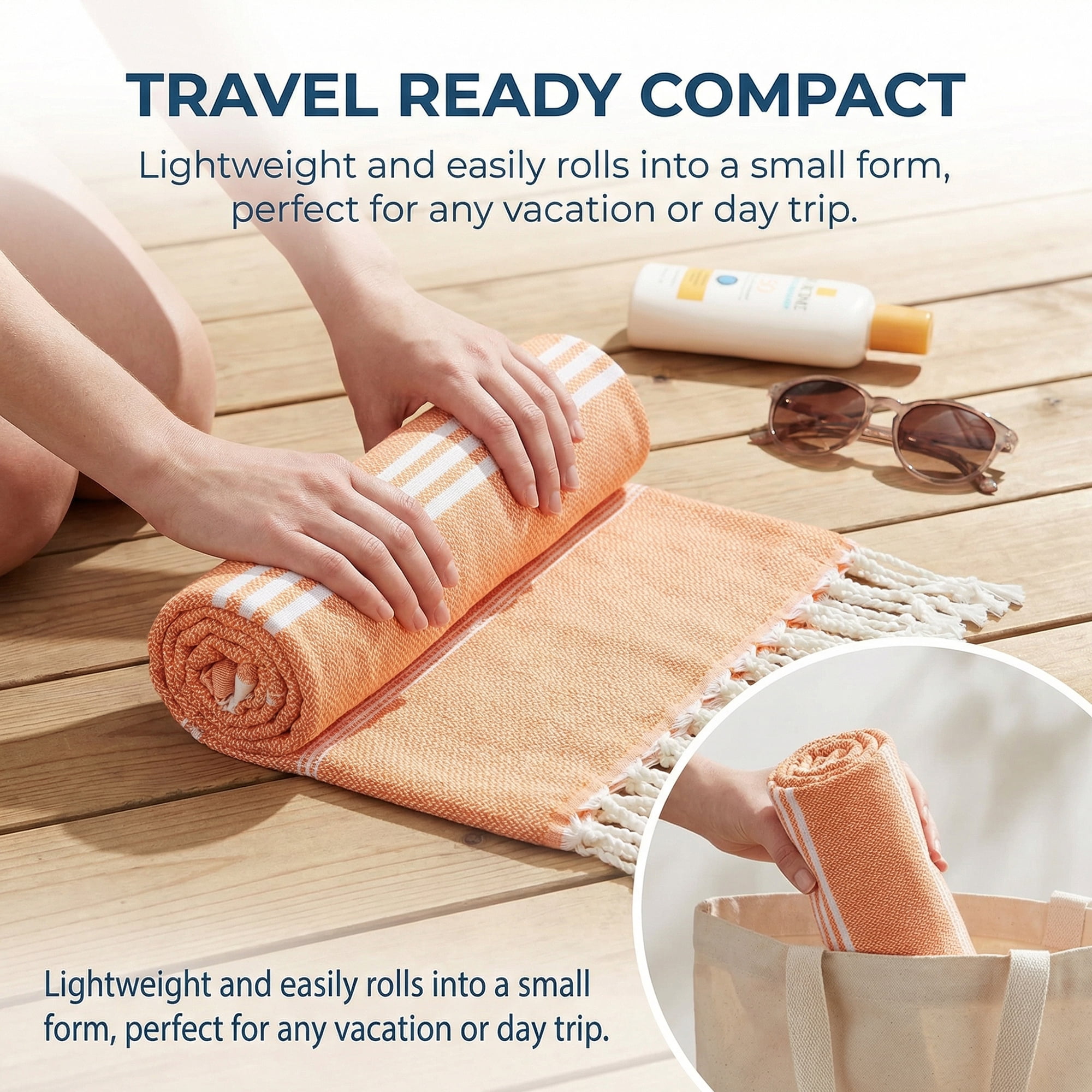 Unique Bargains Stripe Turkish Quick Dry Beach Towel 2 Pack Orange 71"x35"