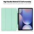thumbnail image 6 of ELEHOLD Tri-Fold Folio Case for Samsung Galaxy Tab S10+ ,with Auto Wake/Sleep Kickstand Function Pen Holder Shockproof Protective Leather Cover, Mint, 6 of 10