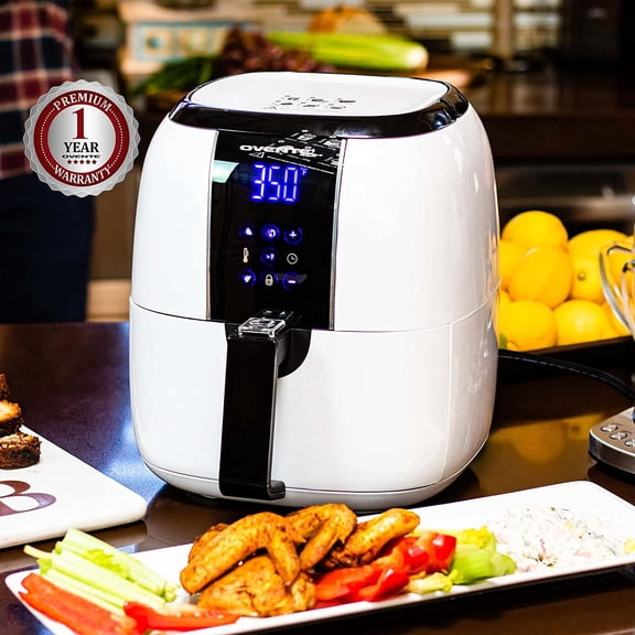Compact Air Fryer 3.2 Quart Digital LED Touch Screen Auto Shutoff Non-Stick Basket Healthy Oilless Cooking White FAD61302W