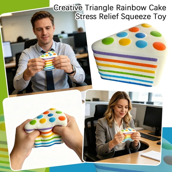 Squeeze Stress Toys | Slow Rising Rainbow Cake Squeeze Relaxation Toys for Student and Adults, Squeeze Toys for Relaxation Relief, Great Gift Idea, 4 Inch Slow Rise Sensory