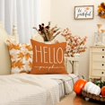 thumbnail image 2 of Fall Pillow Covers 18 x 18 Inch Set of 4, Hello Pumpkin Happy Harvest Rusitc Cushion Cases Decorations, Farmhouse Decor for Home Party Sofa Couch (Orange) G363-18, 2 of 5