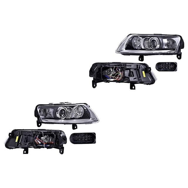 Par de Faros DEPO A6 2005 A 2010 negro Eléctrico Con lupa