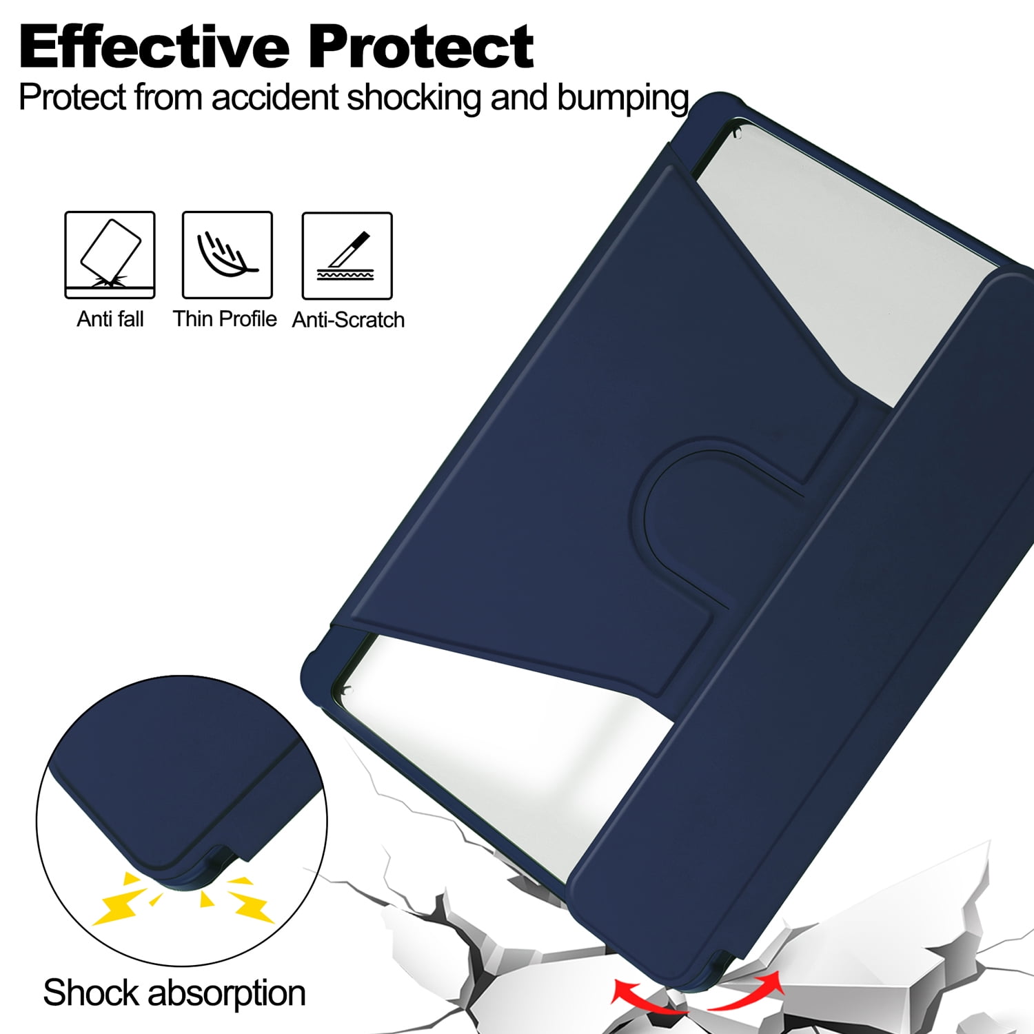 Allytechgroup iPad Pro 11 M4 2024 Case with Pencil Holder, Premium PU Leather Multi Angle Viewing Stand Anti-Scratch Auto Sleep Wake Tablet Case for Apple iPad Pro 11 Inch 2024, Darkblue
