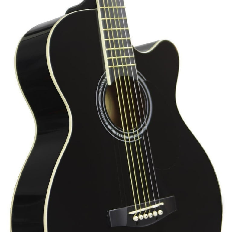 Main Street Guitars 6 Strings Acoustic Guitar, Black, 12 oz Main Street Guitars 6 Strings Acoustic Guitar, Black, 12 oz