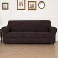 thumbnail image 2 of 1/2/3 Seate Sofa Covers Stretch Knitted Jacquard Sofa Cushion Slipcover For Living Room Furniture Protector With Individual Seat Cushion Covers, Dark Brown, 3 Seater Sofa Covers, 2 of 9