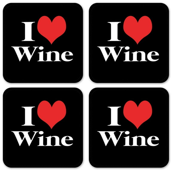 Vinyl Drink Coasters - Set of 4 - Heart Wine