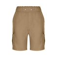 thumbnail image 5 of RYDCOT Mens Cotton Linen Shorts Casual Elastic Waist Drawstring Lightweight Summer Beach Cargo Shorts Khaki, 5 of 7