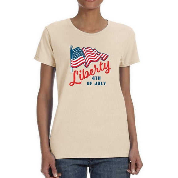 Liberty 4Th Of July Waving Flag T-Shirt Women -Image by Shutterstock, Female Large