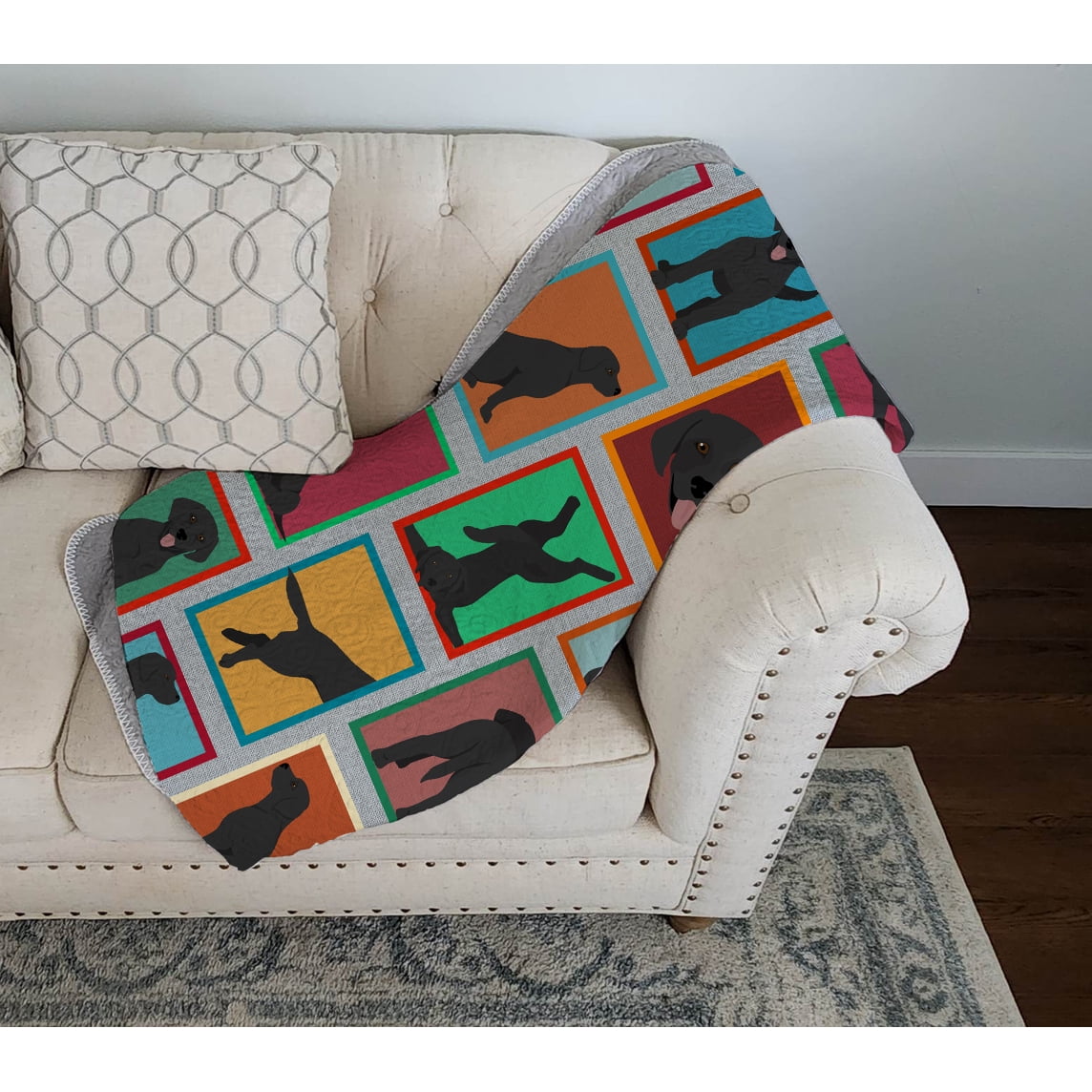 Lots of Black Labrador Retriever Quilted Blanket 50x60