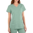 thumbnail image 4 of Scrubs for Women – Ultra Soft 4-Way Stretch V-Neck Top with Convenient Pockets, Easy Care Fabric Light Green XL, 4 of 4