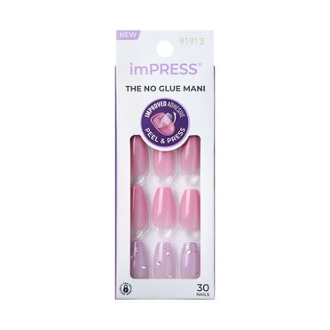 KISS imPRESS  Press on Nails, Moonlit, Pink, Medium Coffin, 30 Count