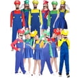 thumbnail image 2 of Ropa de Anime para Cosplay, sombrero, mono, traje con barba, Super Luigi, hermano, niños, adultos, Unny, regalo de Cosplay familiar para Halloween, 2 of 5