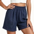 thumbnail image 5 of Admvng Womens Linen Shorts Lace Trim Elastic High Waist Casual Shorts for Vacation, 5 of 6