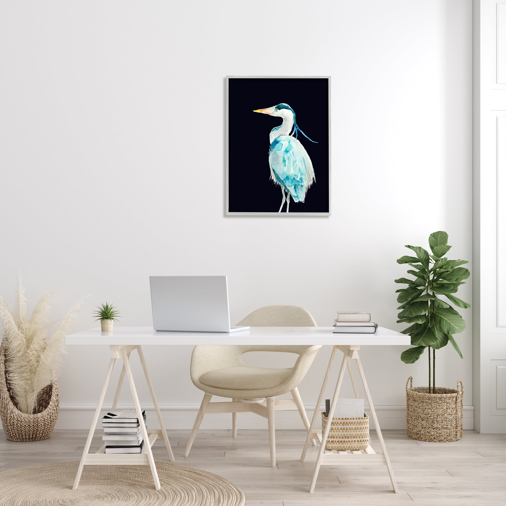 Stupell Home Décor Industries Great Blue Heron Strong Tall Bird over Black, 24 x 30, Designed by Patti Mann