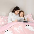 thumbnail image 5 of Manfei Girly Pink Ribbon Bedding Comforter Set for Kids, Halloween Ghost Print Twin Comforter Sets, Sugar Gothic Reversible Bedding Set, Luxury Bedroom Decor, 2 Pieces, 5 of 9
