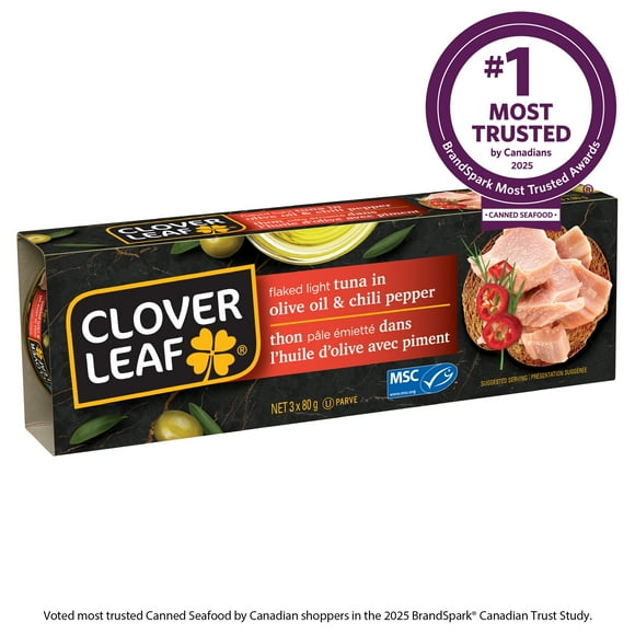 Clover Leaf Flaked Light Tuna in Olive Oil & Chili Pepper 3pk, 3x80g