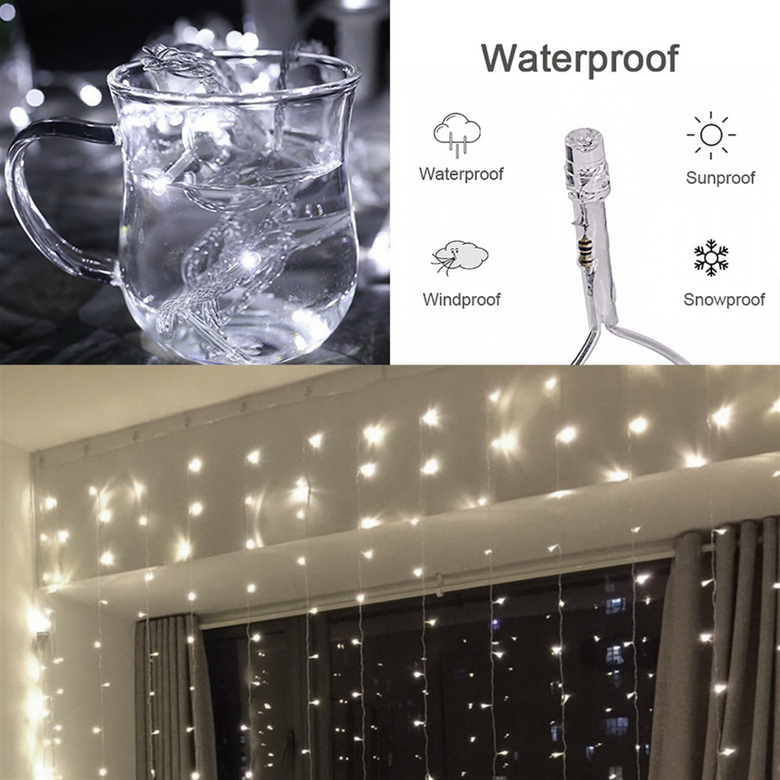 Lowestbest 3M x 3M 300-LED Outdoor Light String, White Light Romantic Christmas Wedding Decoration Curtain String Light (110V), Cold Light Lowestbest 3M x 3M 300-LED Outdoor Light String, White Light Romantic Christmas Wedding Decoration Curtain String Light (110V), Cold Light