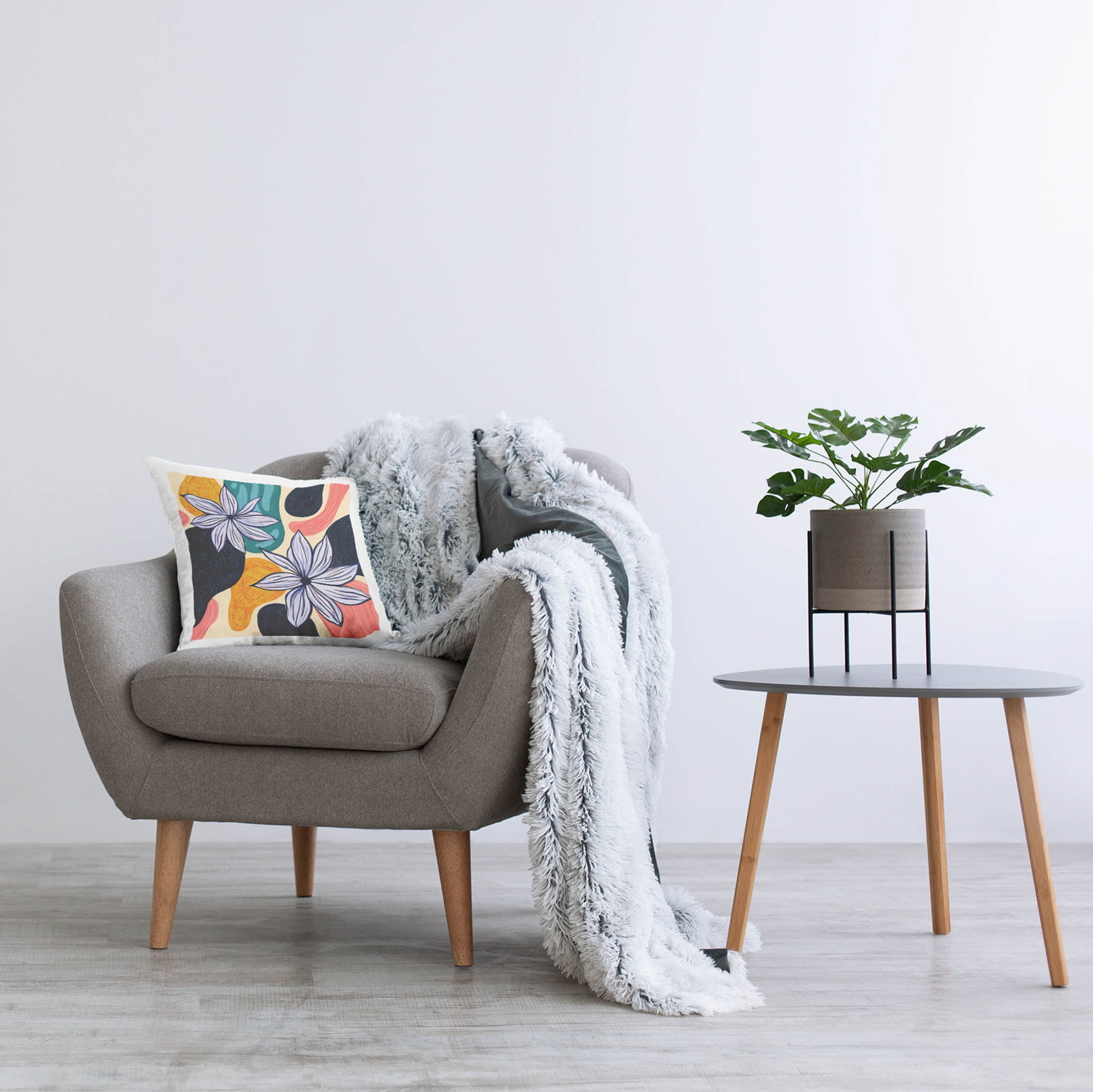 Stupell Industries Oblong Geometric Modern Flowers Printed Throw Pillow Design by Ziwei Li