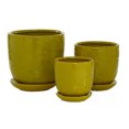 thumbnail image 6 of DecMode 8", 6", 5"H Indoor Outdoor Yellow Ceramic Planter with Attached Saucer (3 Count), 6 of 8