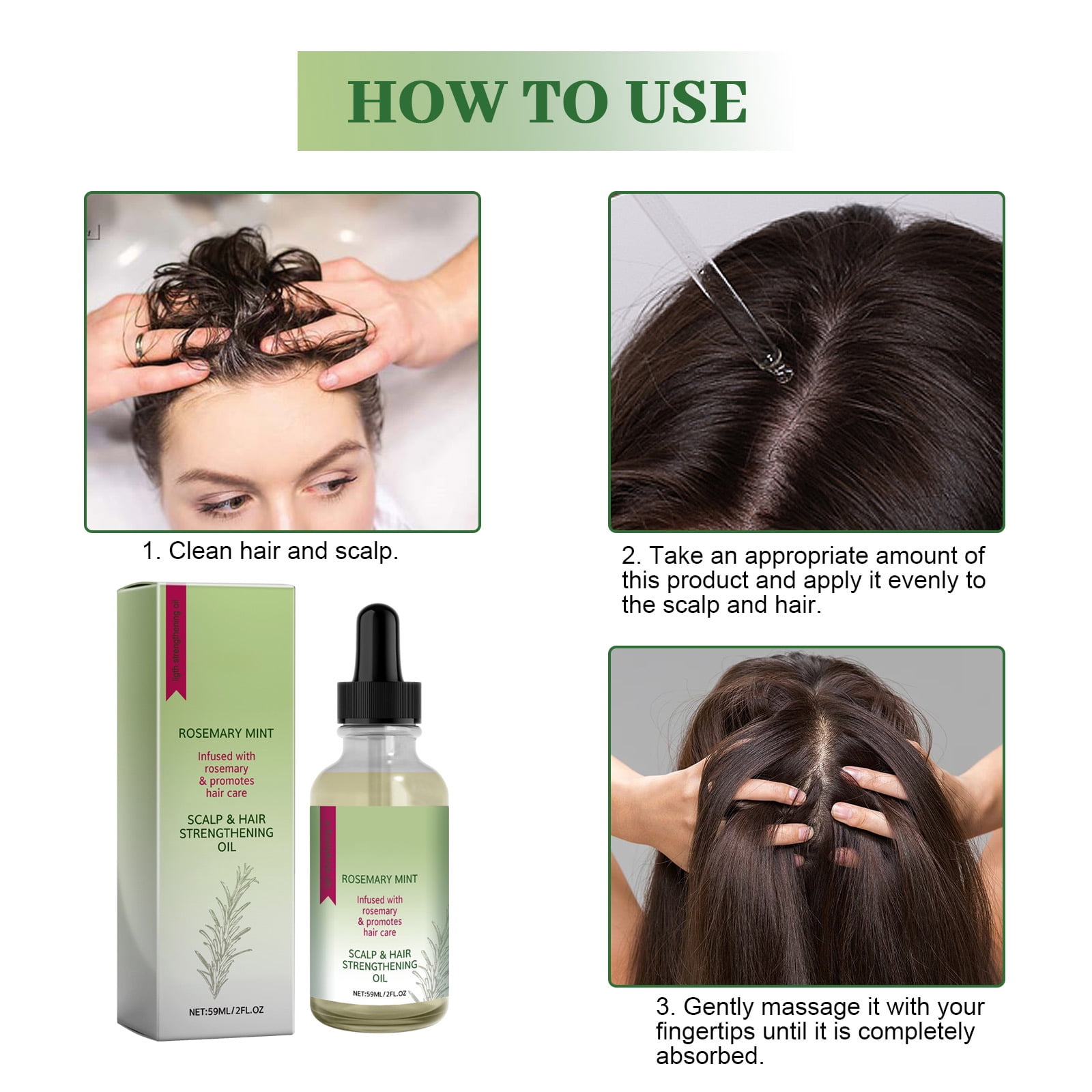 Alvantor Rosemary Mint Scalp & Hair Strengthening Oil with Vitamin E & Peppermint for Dry Damaged Hair, 2fl.oz