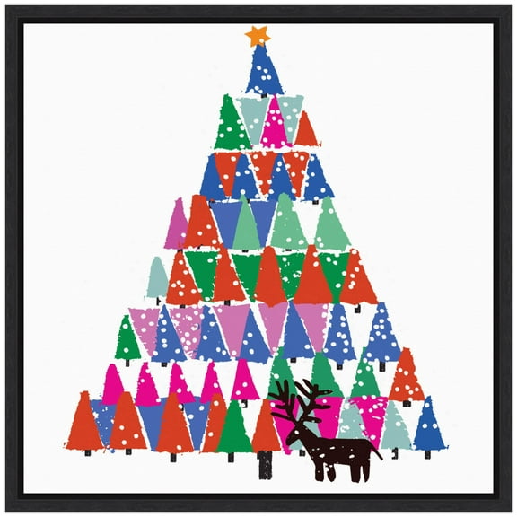 Amanti Art Christmas Tree Framed Canvas Wall Art Print