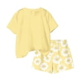 thumbnail image 4 of Amidoa Girls 2 Piece Outfits Summer Clothes Floral Print Cute Short Sleeve T-Shirt and Shorts Casual Kids Clothing Sets,Yellow Size 7, 4 of 6