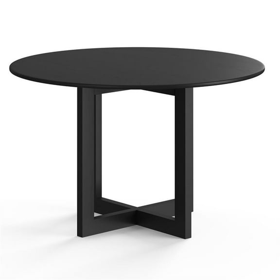 Pemberly Row Modern / Contemporary Wood Round Dining Table in Black