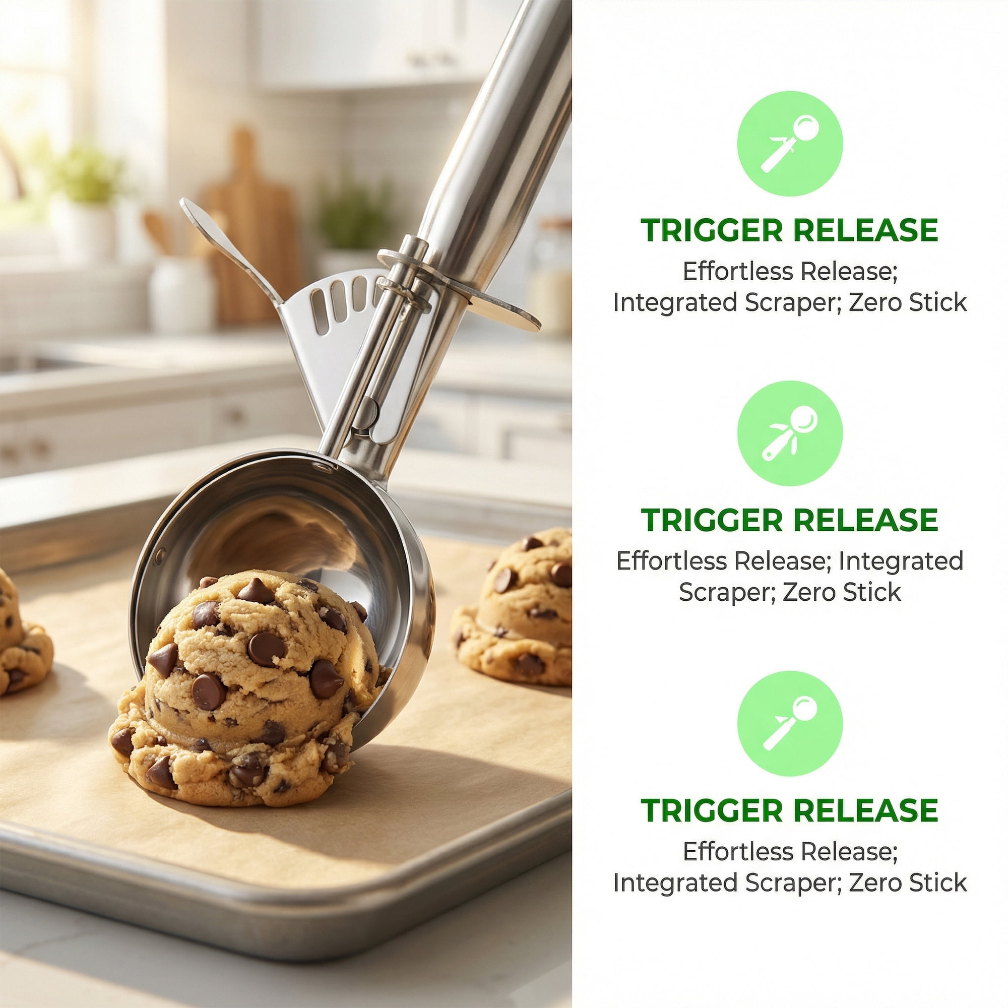 Unique Bargains Stainless Steel Comfortable Ice Cream Scoop Silver-1Pcs 8.7*2.5inch