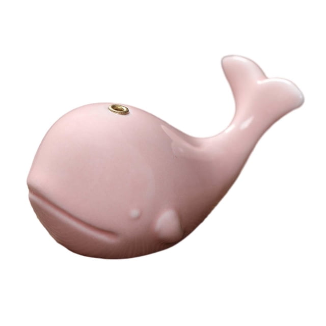 Soporte de incienso de ballena de cerámica, quemador de varillas de incienso, artesanías, adorno para el hogar, adorno portátil para mascotas para té, Rosa mayimx Porta incienso
