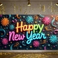 thumbnail image 6 of Neon Light Happy New Year Banner Colorful Fireworks New Year Banner Confetti Design Ribbon Decor Celebration Banner for New Year Party Holiday Celebration Indoor Decoration, 6 of 9