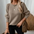 thumbnail image 6 of Wdgfv Women's Pullover Sweater Women's Solid Color Rollover Sweater Loose Fit Knitted Top Round Neck Autumn Winter Casual Fashion Soft Comfortable Cozy, 6 of 9